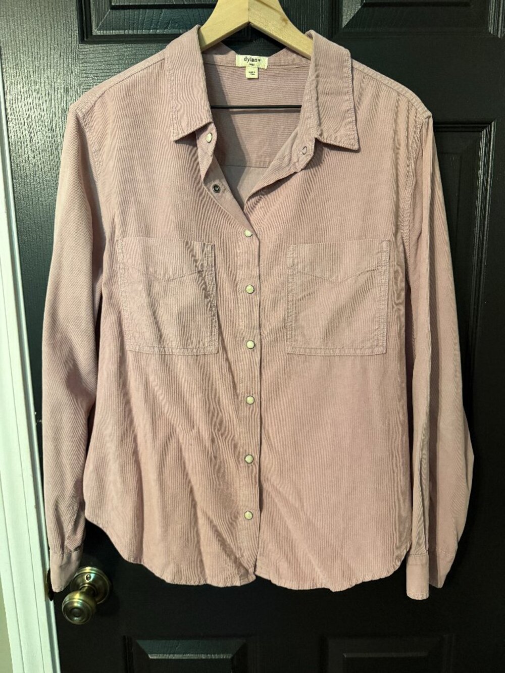 Like New Womens Corduroy Shirt Snaps Pale Pink Large
